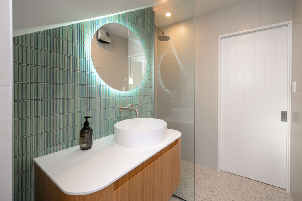 bathroom renovations christchurch completed lighting and mirror
