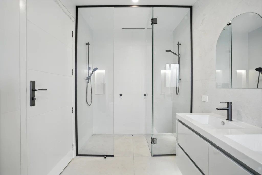 full double shower ensuite bathroom christchurch haughey