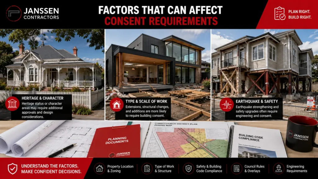 Property factors that can affect renovation consent requirements in Christchurch.