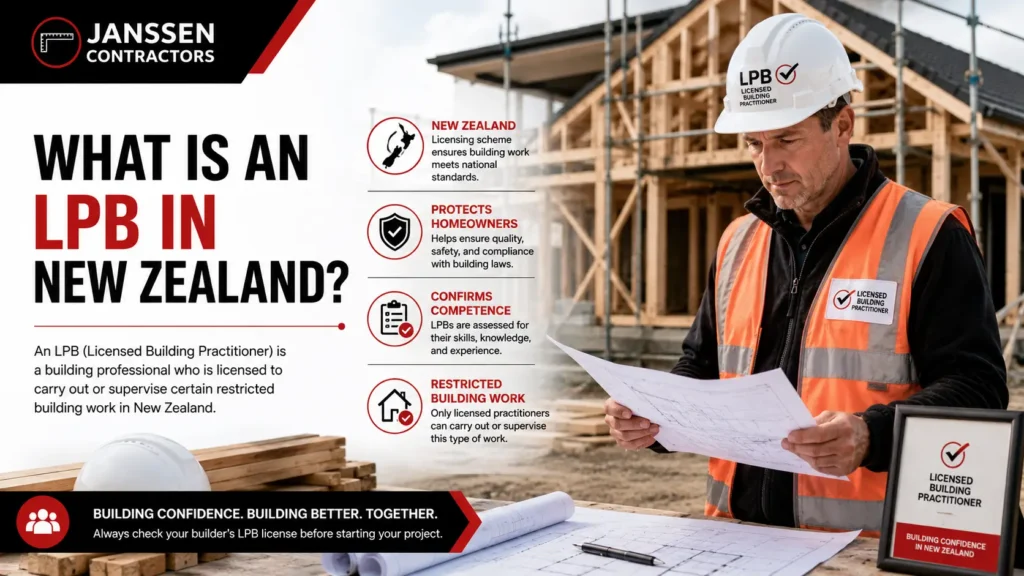 Licensed Building Practitioner working on a residential building project in New Zealand.